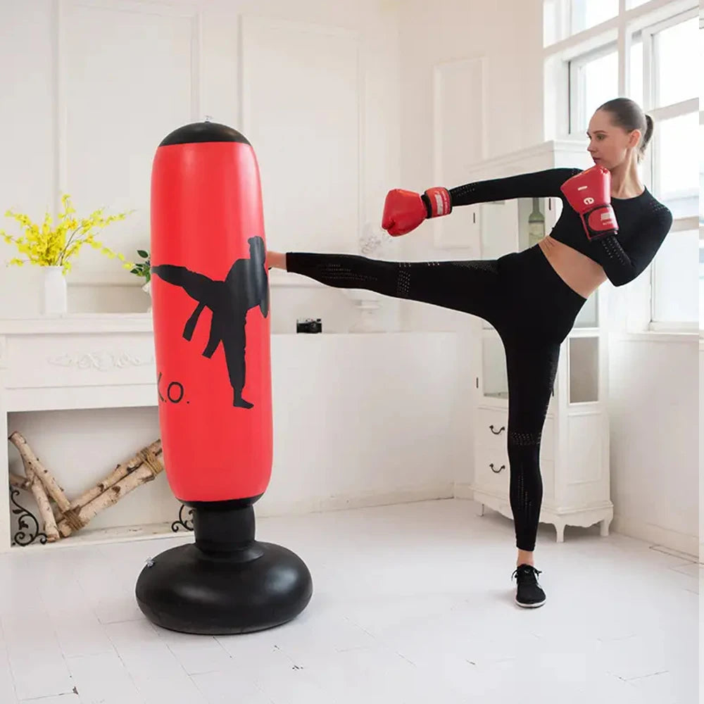 KO-Style aufblasbarer Boxsack – 160 cm/63 Zoll Boxsäule für Boxen, Karate, Taekwondo und Training