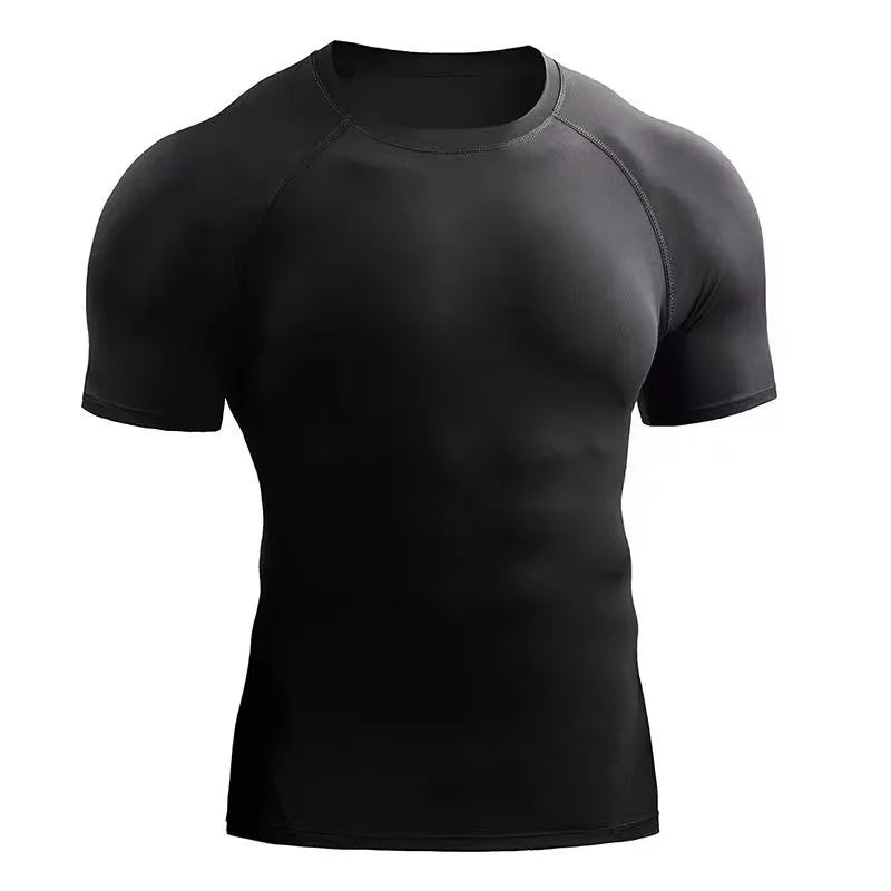 Fitnessbekleidung für Herren – Outdoor-Sport, schnell trocknendes Kurzarm-T-Shirt, Trainings-Pro-Laufshirt, dehnbar, eng anliegend