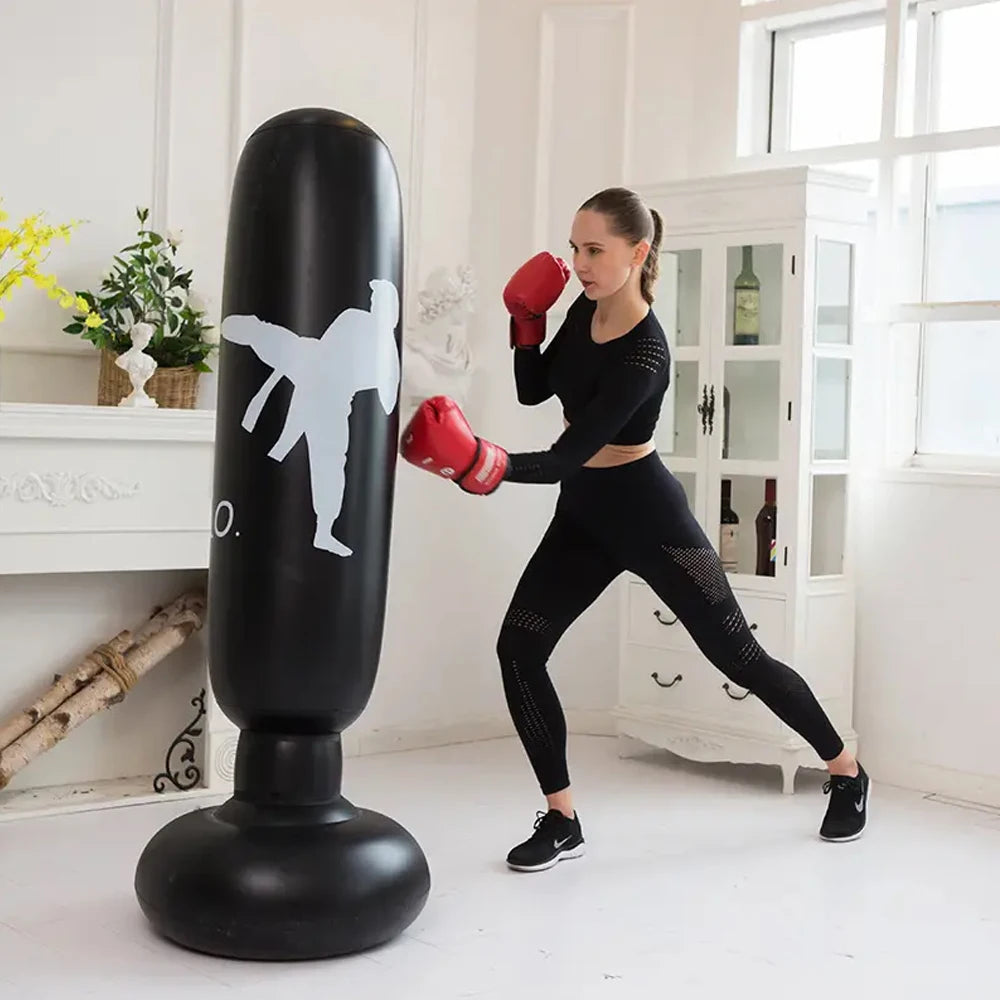 KO-Style aufblasbarer Boxsack – 160 cm/63 Zoll Boxsäule für Boxen, Karate, Taekwondo und Training
