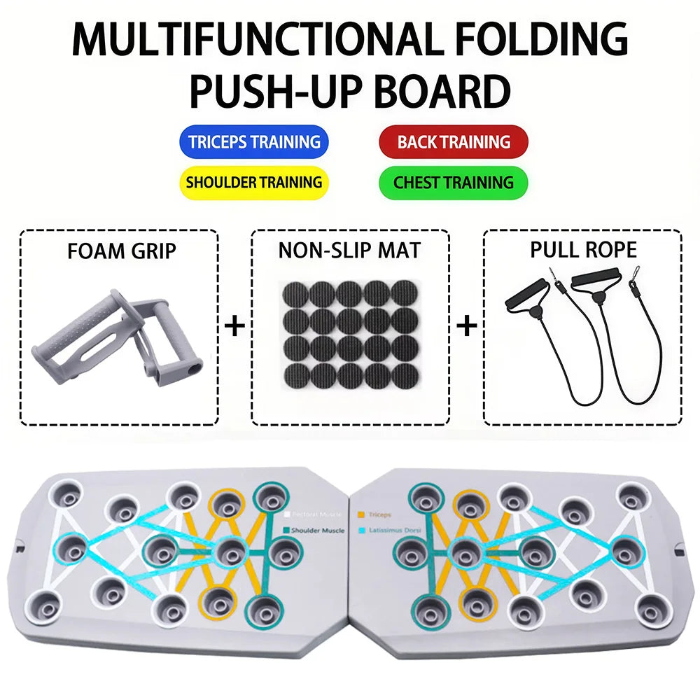 Push-up-Board-Set – Tragbare, multifunktionale Liegestütz-Stangen, klappbares Fitnessgerät für Brust-, Bauch-, Arm- und Rückentraining