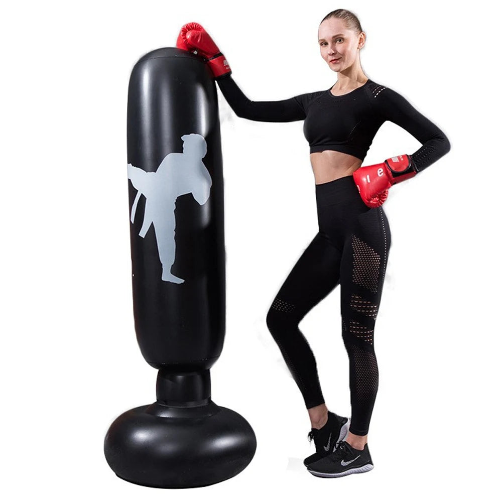 KO-Style aufblasbarer Boxsack – 160 cm/63 Zoll Boxsäule für Boxen, Karate, Taekwondo und Training