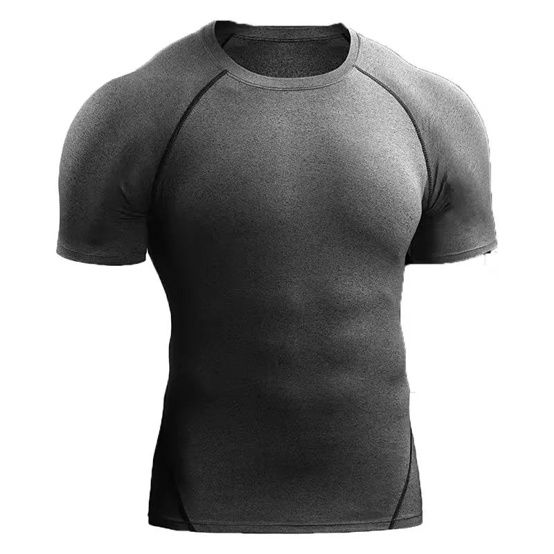 Fitnessbekleidung für Herren – Outdoor-Sport, schnell trocknendes Kurzarm-T-Shirt, Trainings-Pro-Laufshirt, dehnbar, eng anliegend